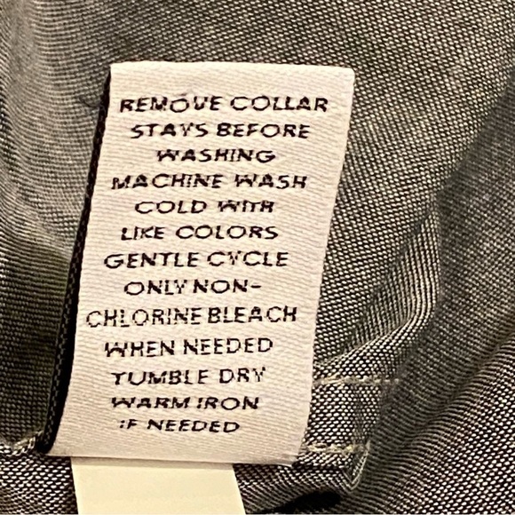 Express Size XL Button Up Gray Dress Shirt Mens Long Sleeve Logo Cotton - Picture 8 of 10